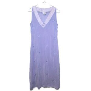 Vintage Johnny Was Embroidered Midi Slip Dress - Purple S